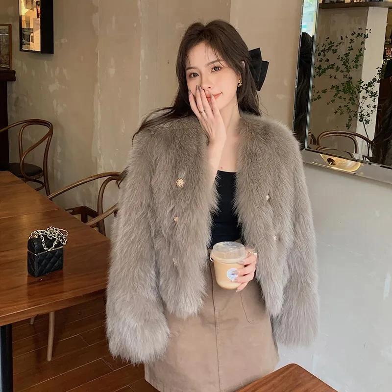 海宁环保毛毛仿皮草外套女秋冬气质名媛小香风宽松百搭毛茸茸上衣