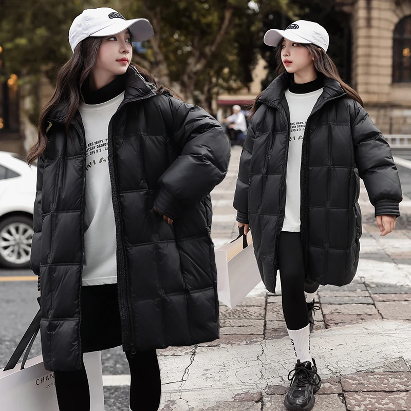 女童羽绒服中长款外套冬季加厚2024新款6-12岁15岁中大童休闲洋气