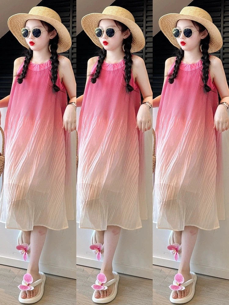 海边裙子女童2024新款大童女孩夏季波西米亚连衣裙儿童夏装吊带裙