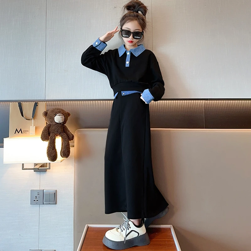 女童秋装套装2025新款大童女装连衣裙春秋洋气儿童时髦女孩潮童装