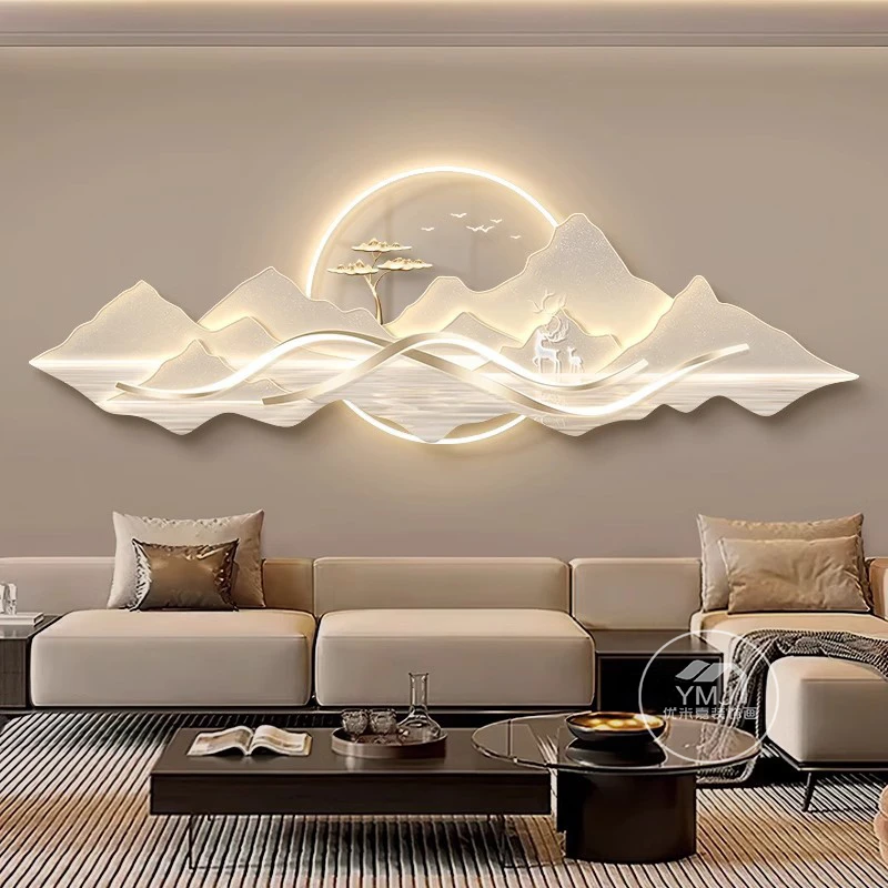 背有靠山金山客厅装饰画大气轻奢高级感山水画壁画高档背景墙挂画