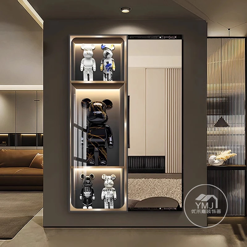 推拉隐藏式全身镜玄关挂画隐形穿衣镜装饰画带客厅家用试衣镜子