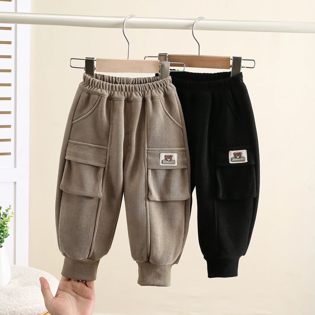 【加绒】男童秋冬新款一体绒加厚裤子儿童婴儿韩版休闲冬季加绒长裤