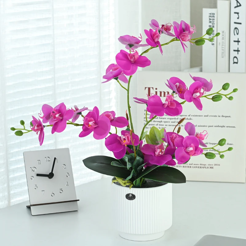 蝴蝶兰假花仿真花摆设花瓶小众高级感餐桌花艺摆件客厅轻奢装饰品