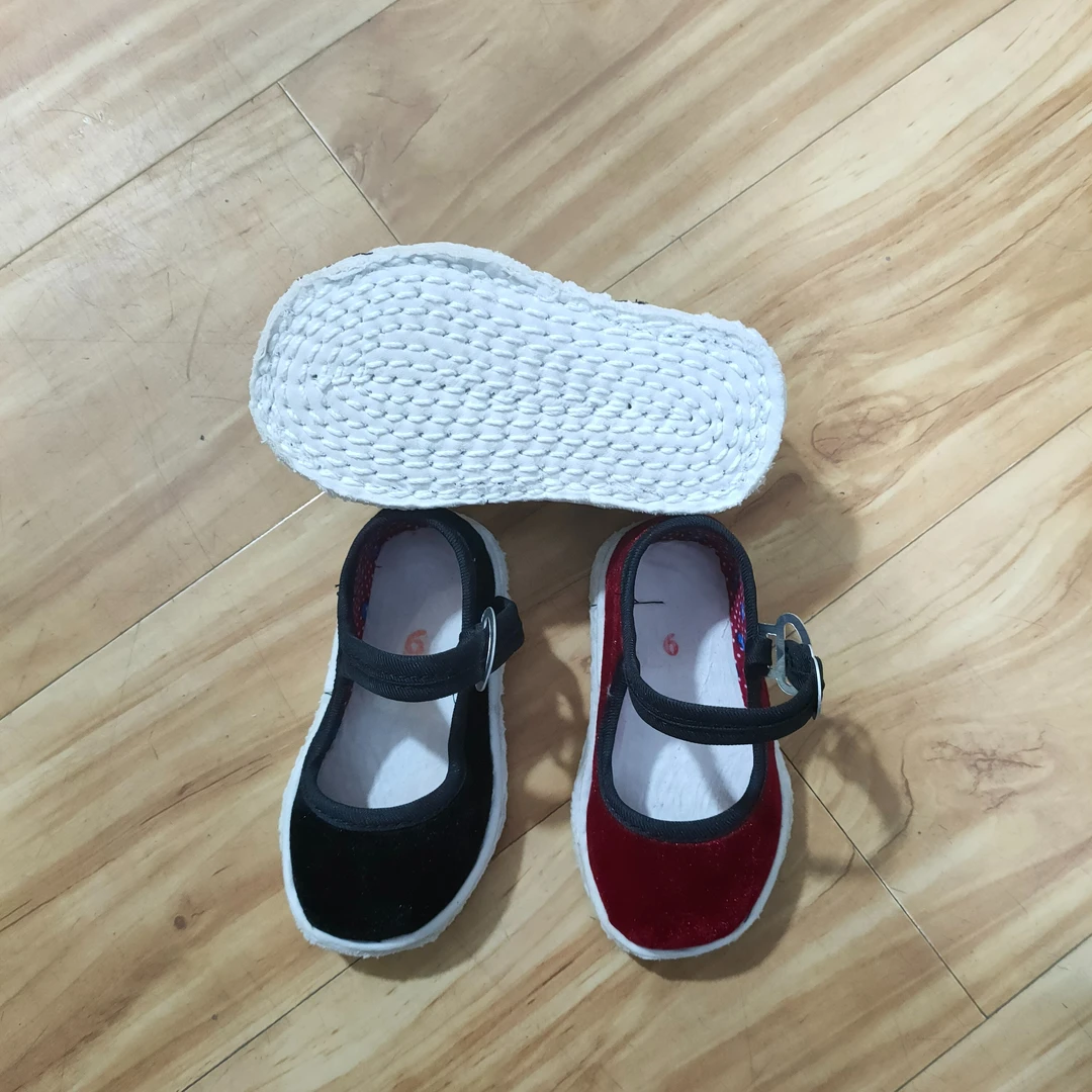 安然小童男女毛布底小布鞋透气