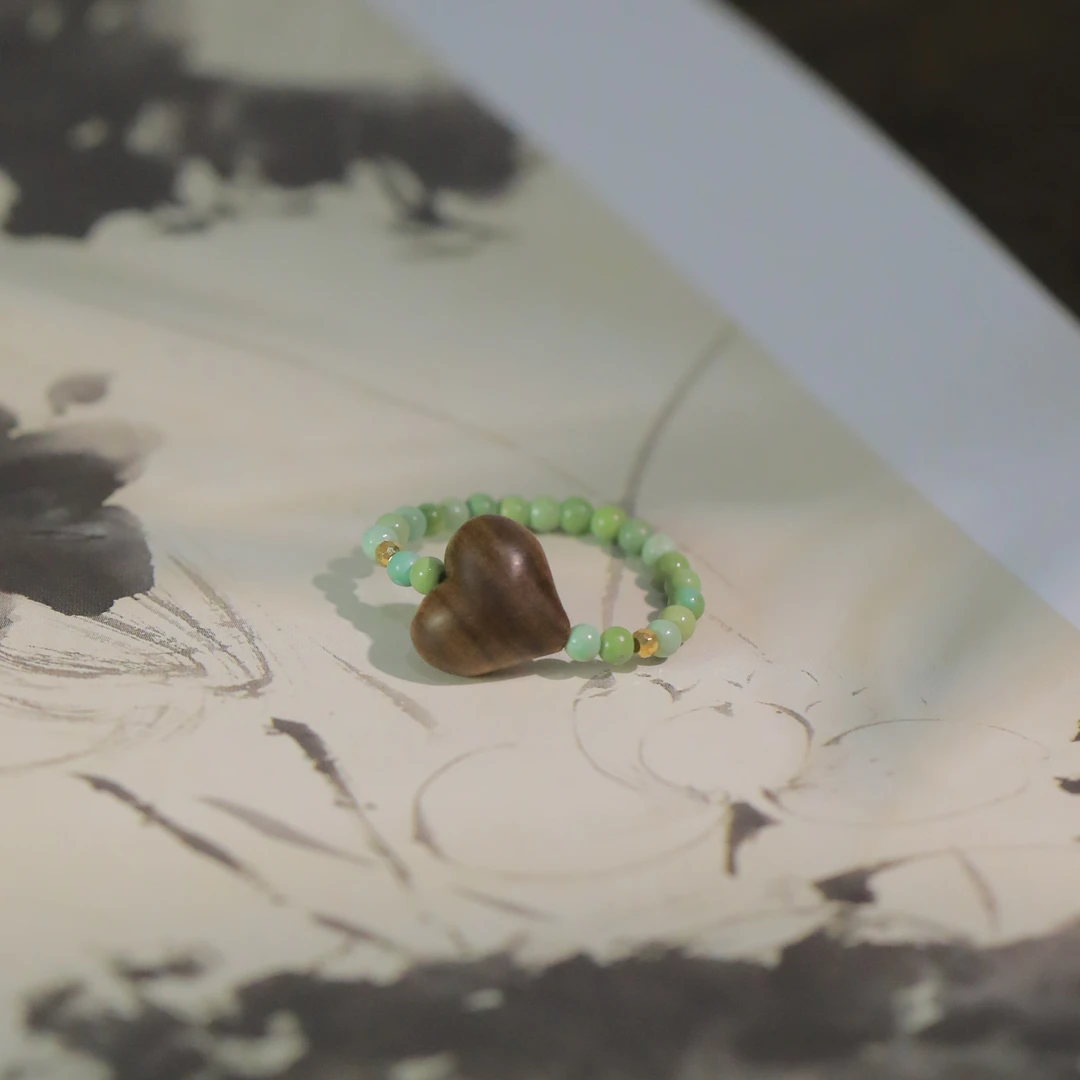 麦麦【春半】天然老山檀+18K金配件 戒指 多样性发一