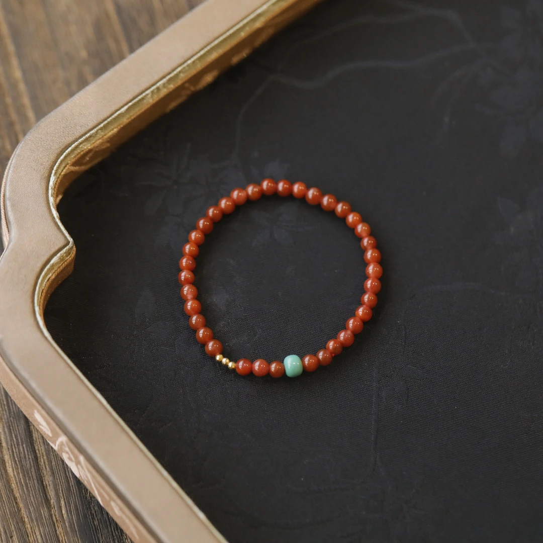 麦麦【同喜】天然南红+18K配件 手串