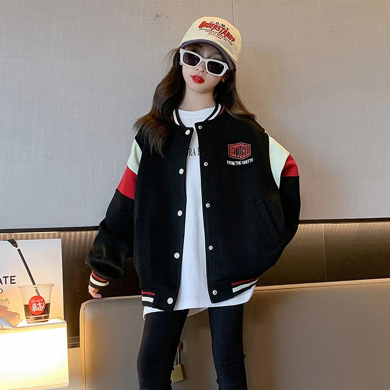 女童棒球服外套春秋款2024新款洋气中大儿童秋装上衣女孩秋季夹克