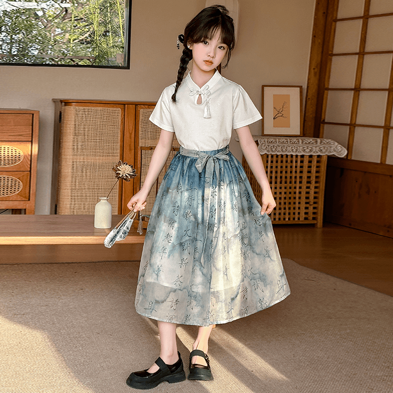 女童夏装连衣裙2024新款洋气国风马面裙汉服夏季中式儿童装两件套