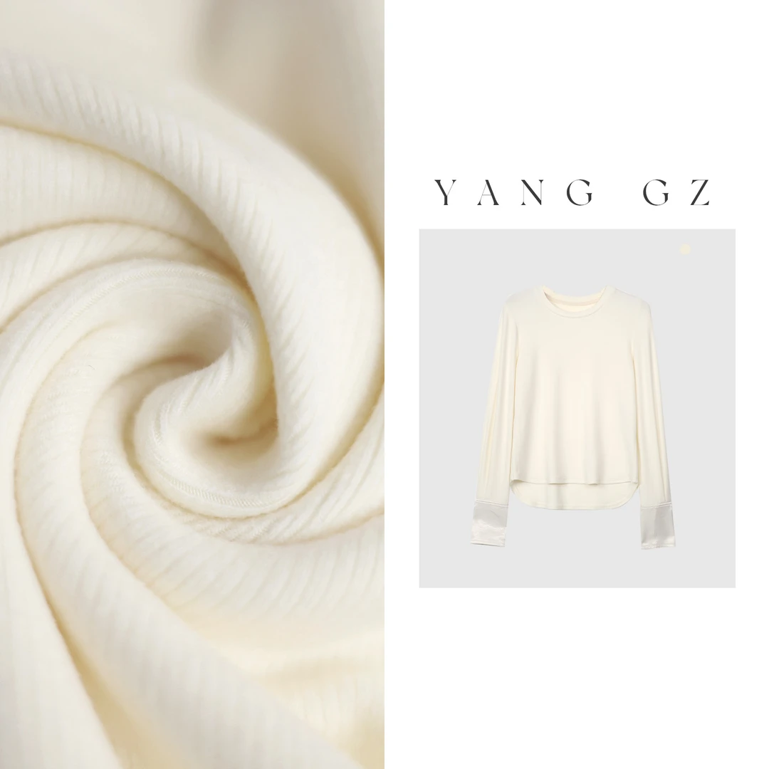 YANG GZ 【轻尘初静】新中式秋冬纯色百搭针织打底衫女 GZ058