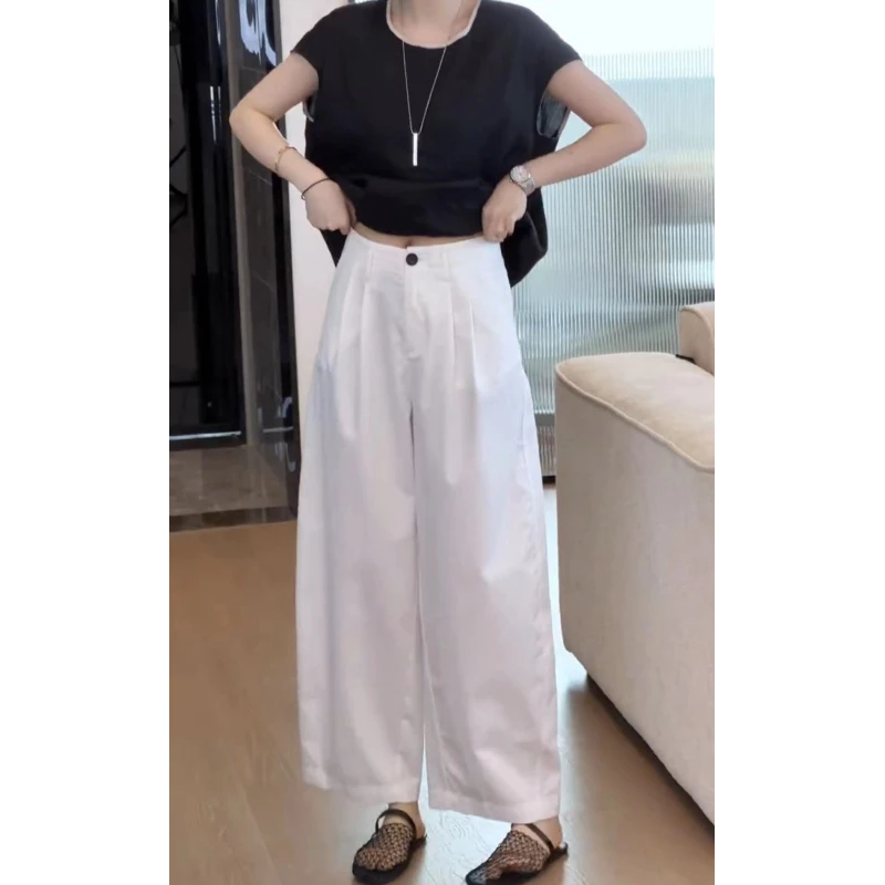 格洛森梨型身材宽松高腰显瘦九分休闲裤女早秋小个子减龄瘦阔腿裤