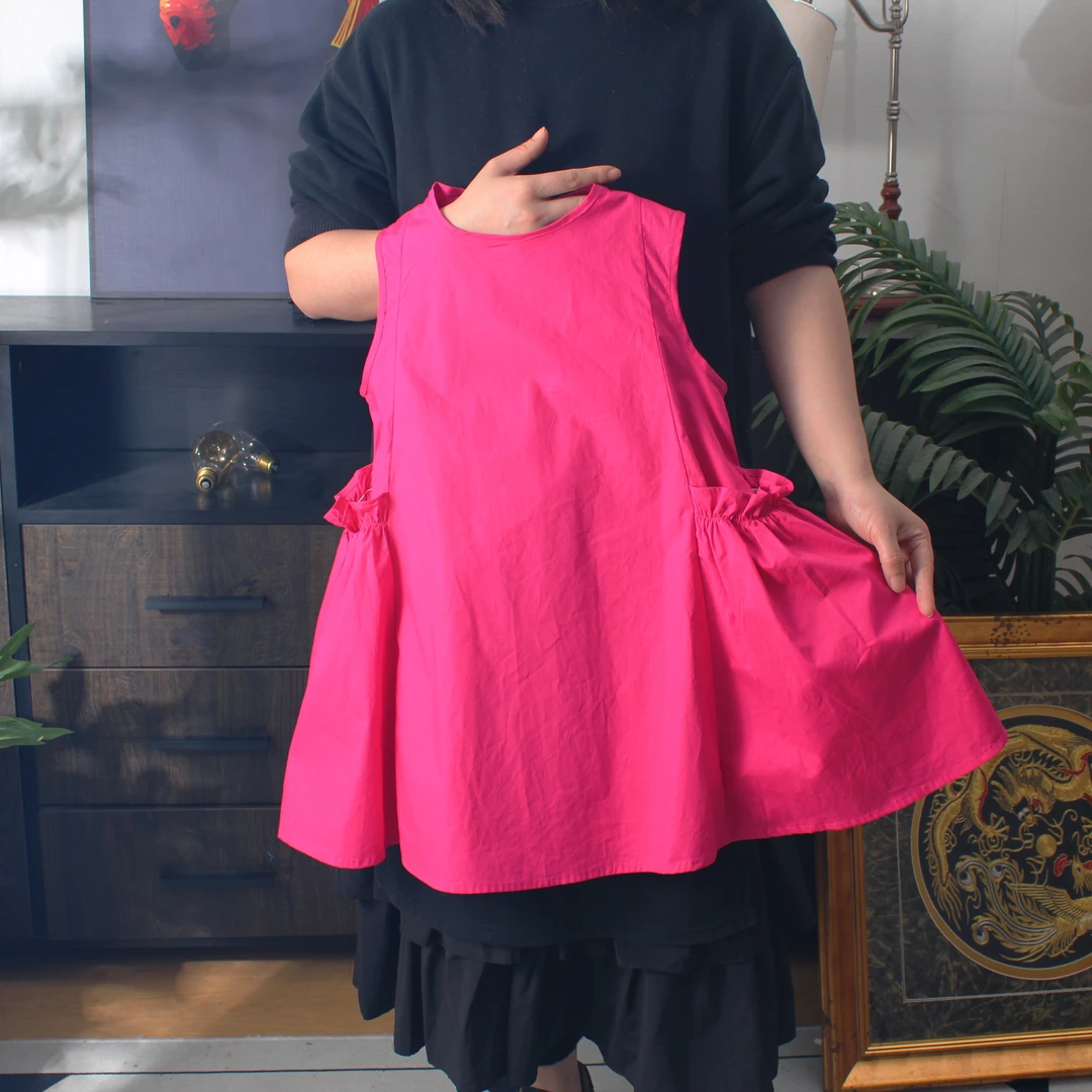 咪多咪彩女童夏季火龙果无袖休闲简约洋气显白纯棉纯色无袖背心裙