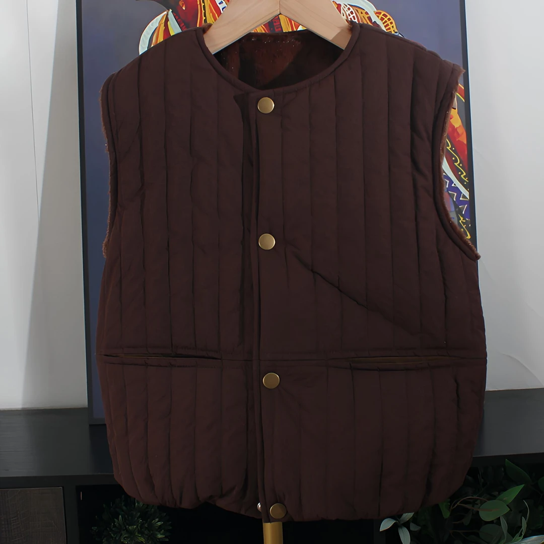 咪多咪彩男童马甲外套2024冬装新款儿童复古马甲校园神器夹棉上衣