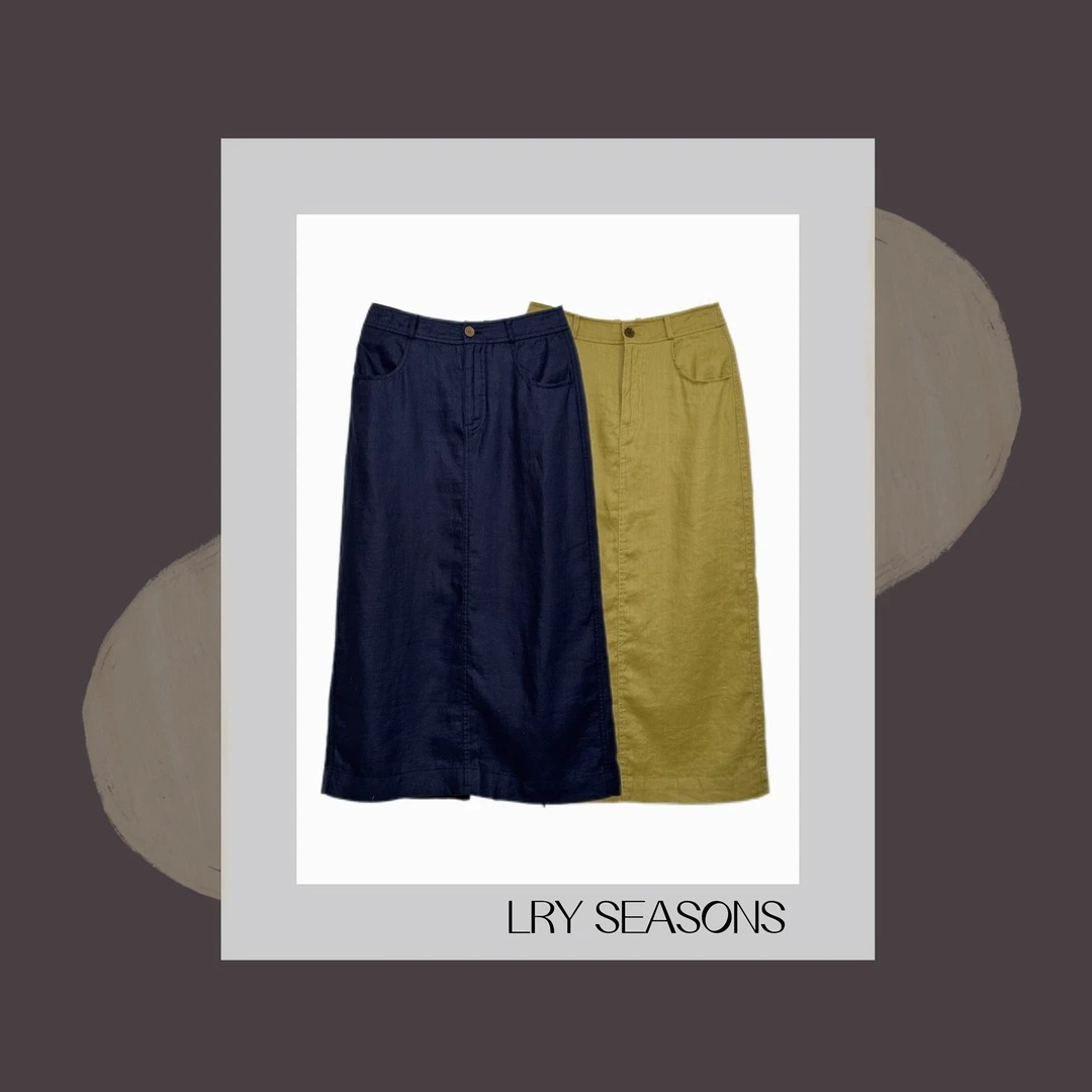 LRY SEASONS |夏季时尚气质后开叉苎麻半身裙1028