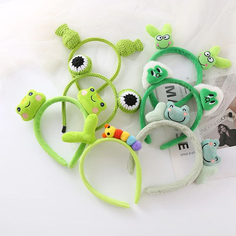非金属布艺发饰 毛毛虫花朵发箍绿色豆芽小花搞怪头箍发卡头饰