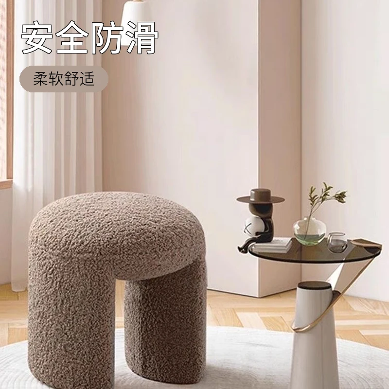 客厅布艺沙发脚踏凳单个放脚凳圆形搁脚凳化妆凳门口换鞋凳沙发塌