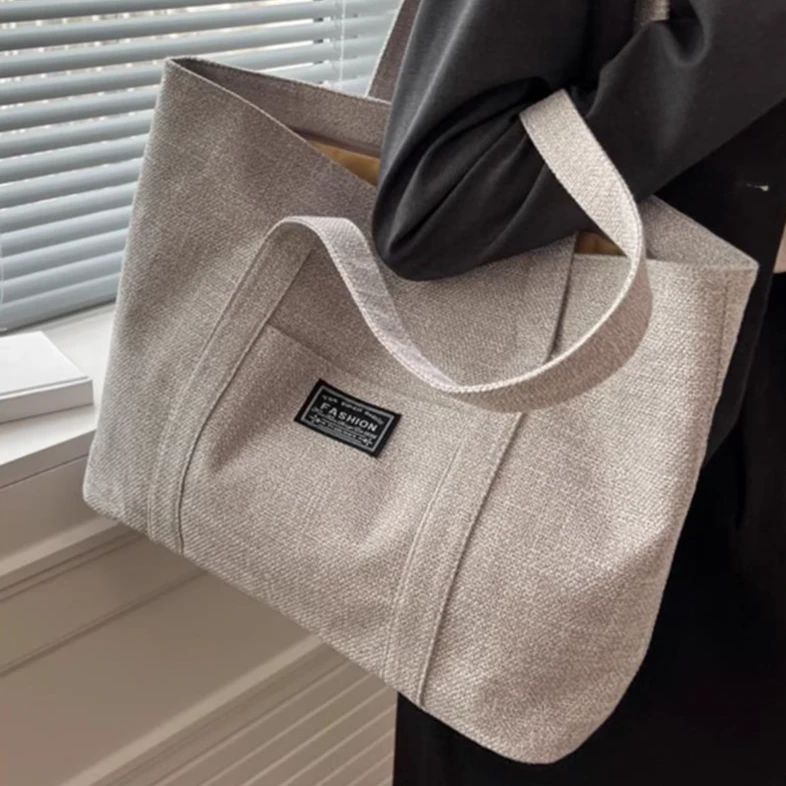 加厚帆布包女大容量新款夏季百搭购物通勤单肩手提包时尚时尚