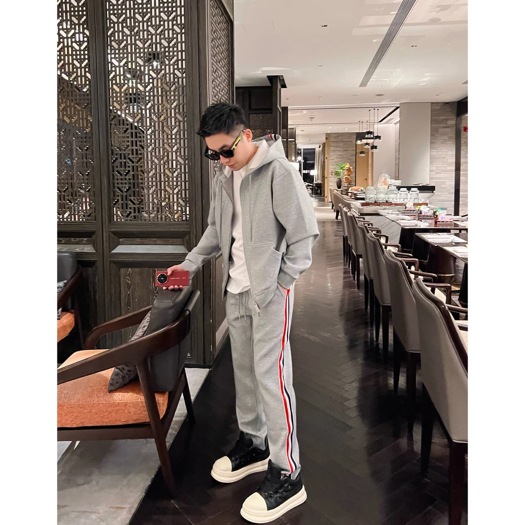 【连帽织带】秋冬480克百搭休闲抗皱套装运动连帽宽松休闲裤帽衫