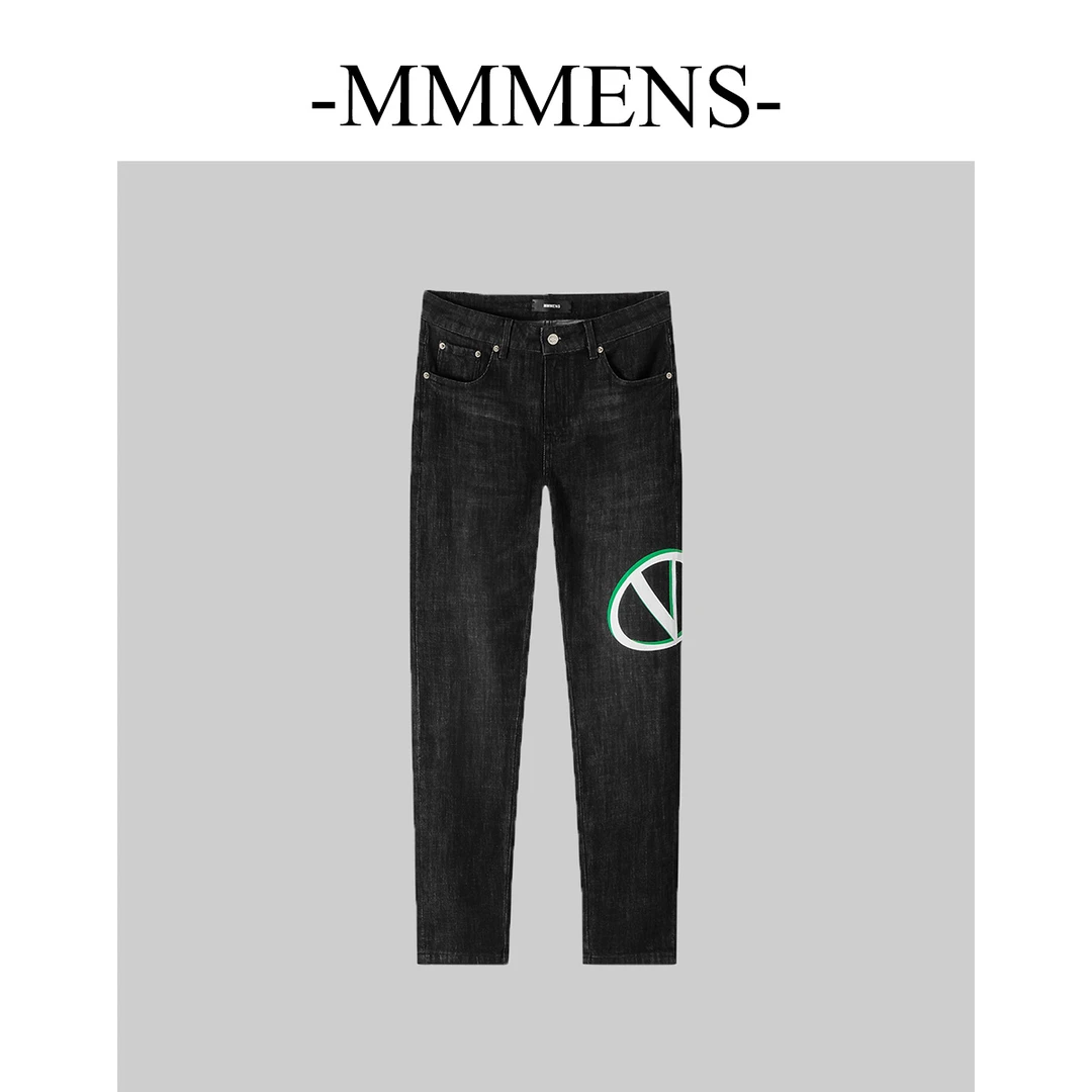 【V字烟管】直筒微弹力做旧洗水合身显高拉长修身小脚牛仔长裤