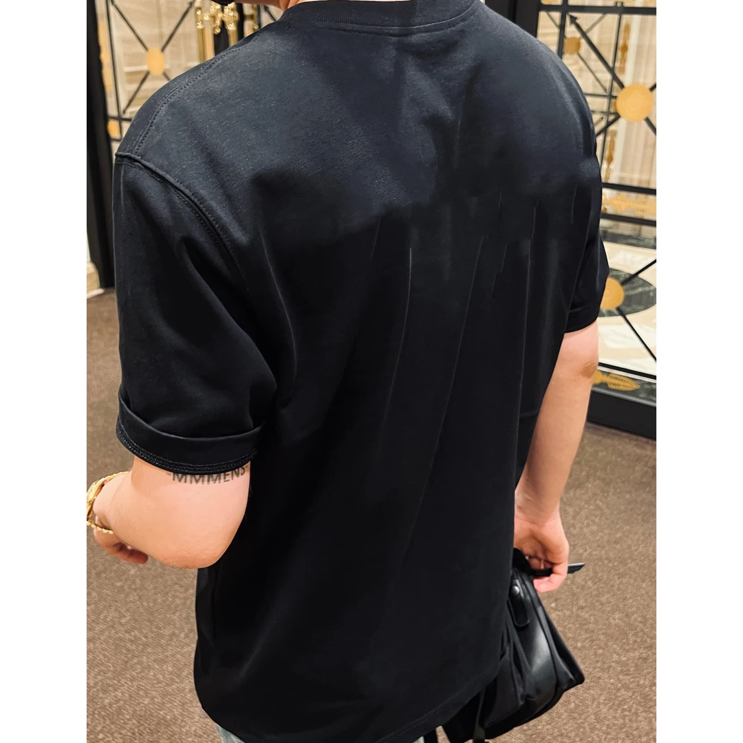 【闪钻】24ss新款洗水简约时尚短袖T恤男士圆领