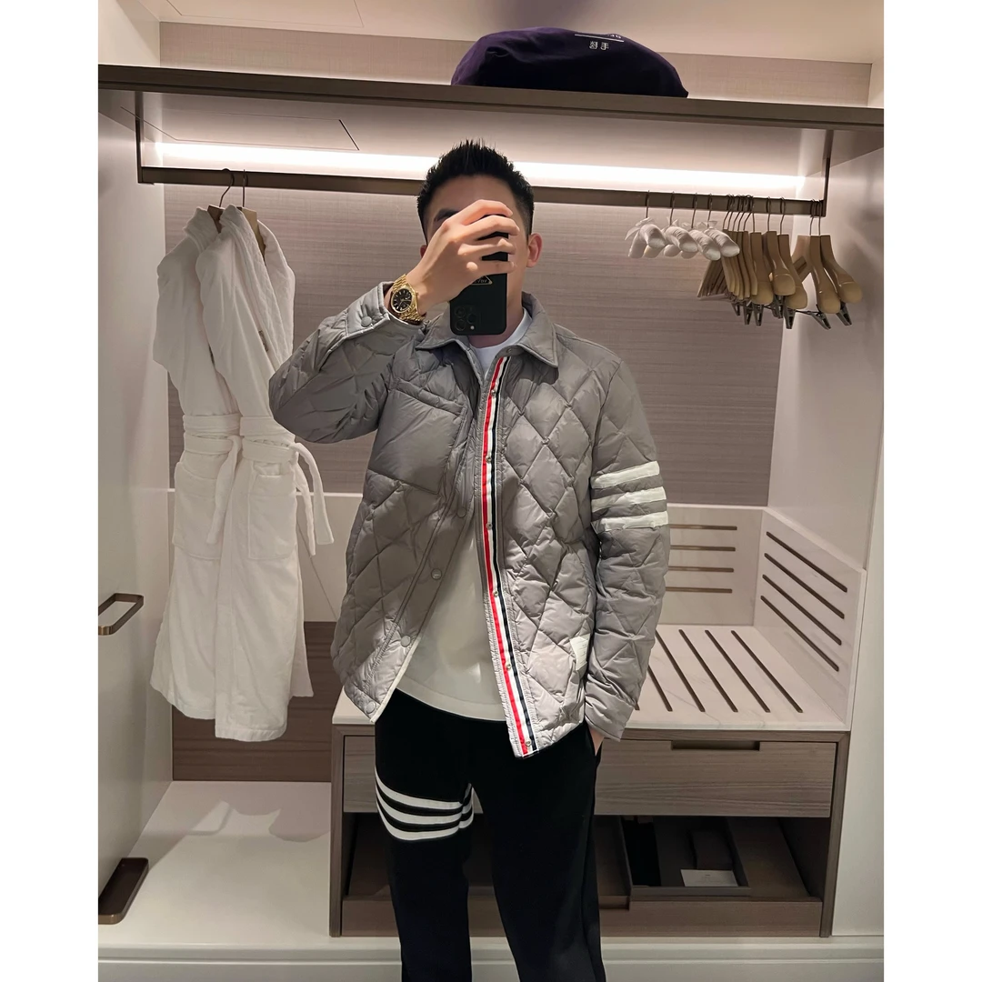 【三杠羽绒服】国标90白鸭绒冬季时尚男士羽绒夹克侣款休闲百搭潮流