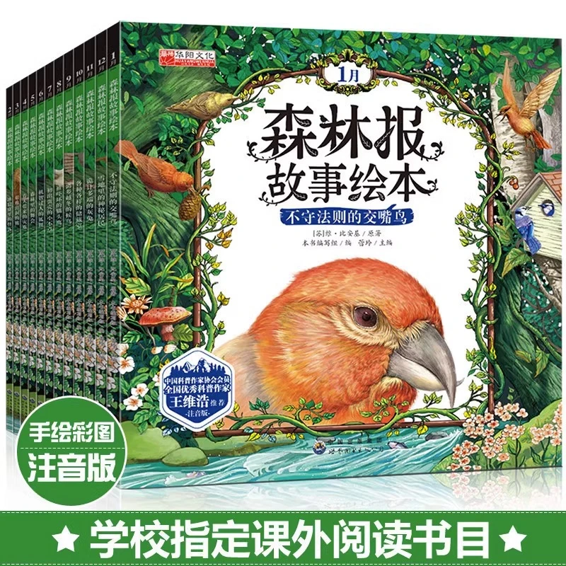 森林报故事绘本 全套12册 3-10岁注音版小学生一二年级课外阅读