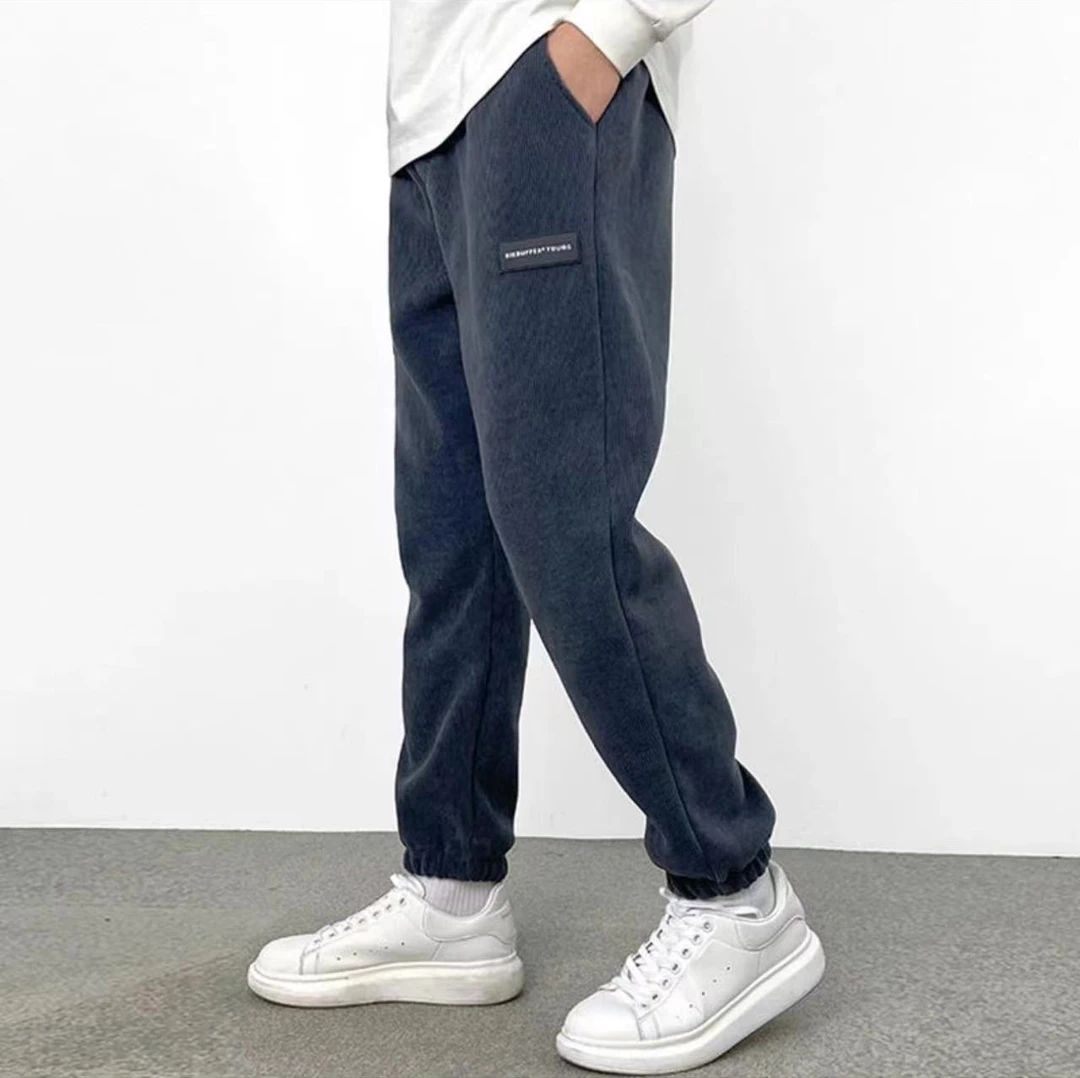 【现货】早秋新款小皮标潮流时尚百搭简约男士休闲裤长裤K01