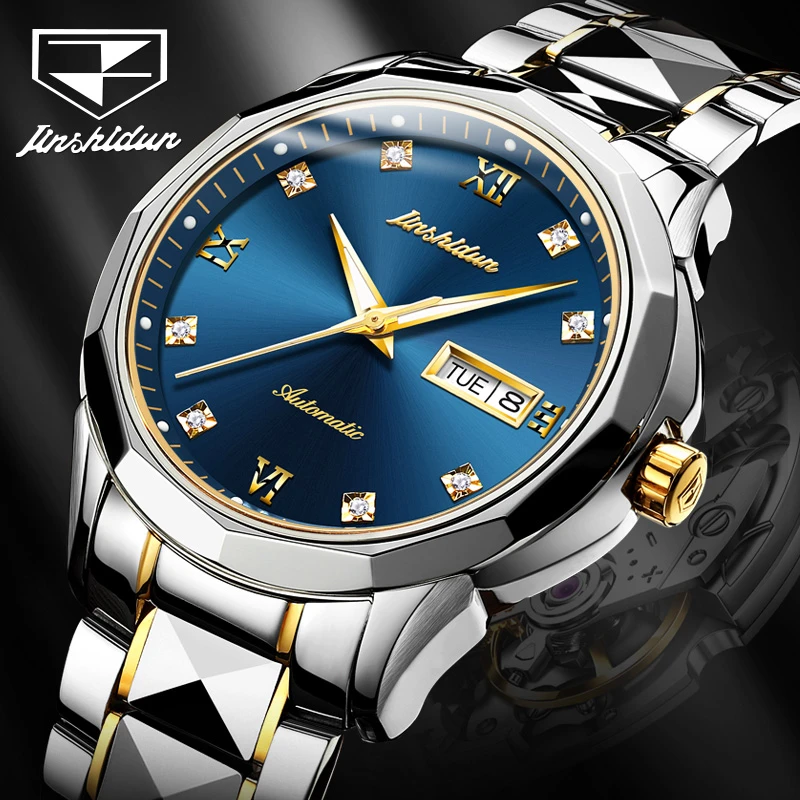 【进口机芯】JSDUN/金仕盾高档手表男全自动机械表钨钢带防水时尚男