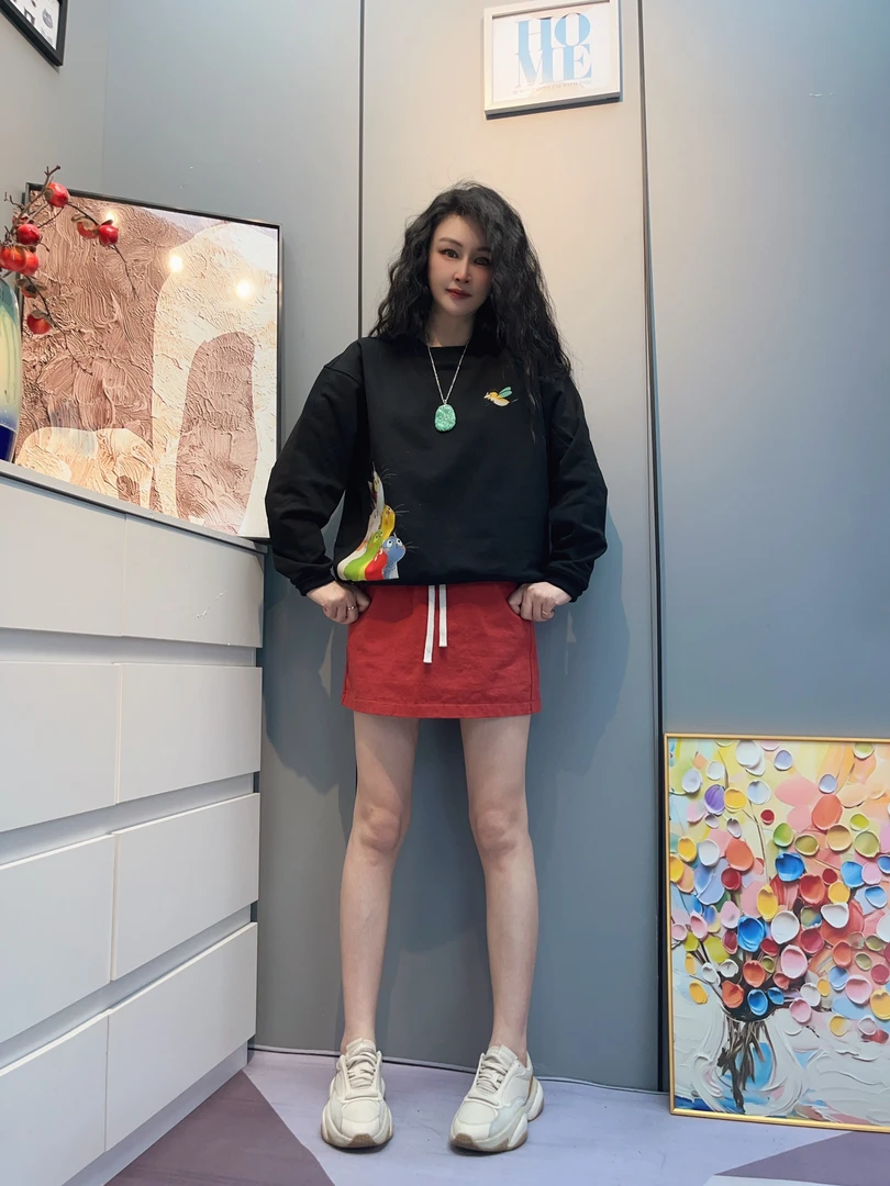 【黑-六只猫咪】纯棉卫衣长袖休闲百搭宽松时尚印花圆领套头T恤