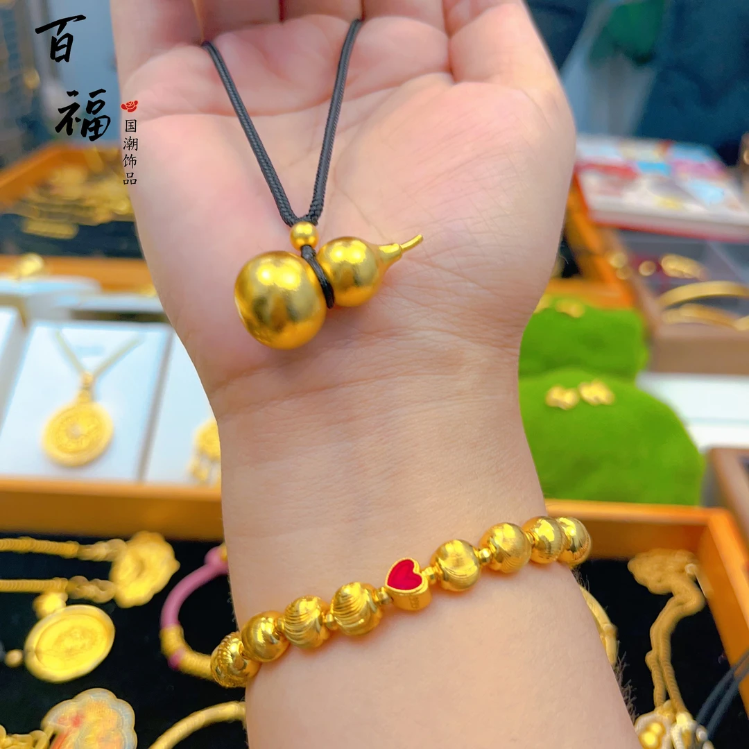 合金吊坠 葫芦项链新中式卫衣链子叠戴配饰爆款葫芦吊坠黑绳款