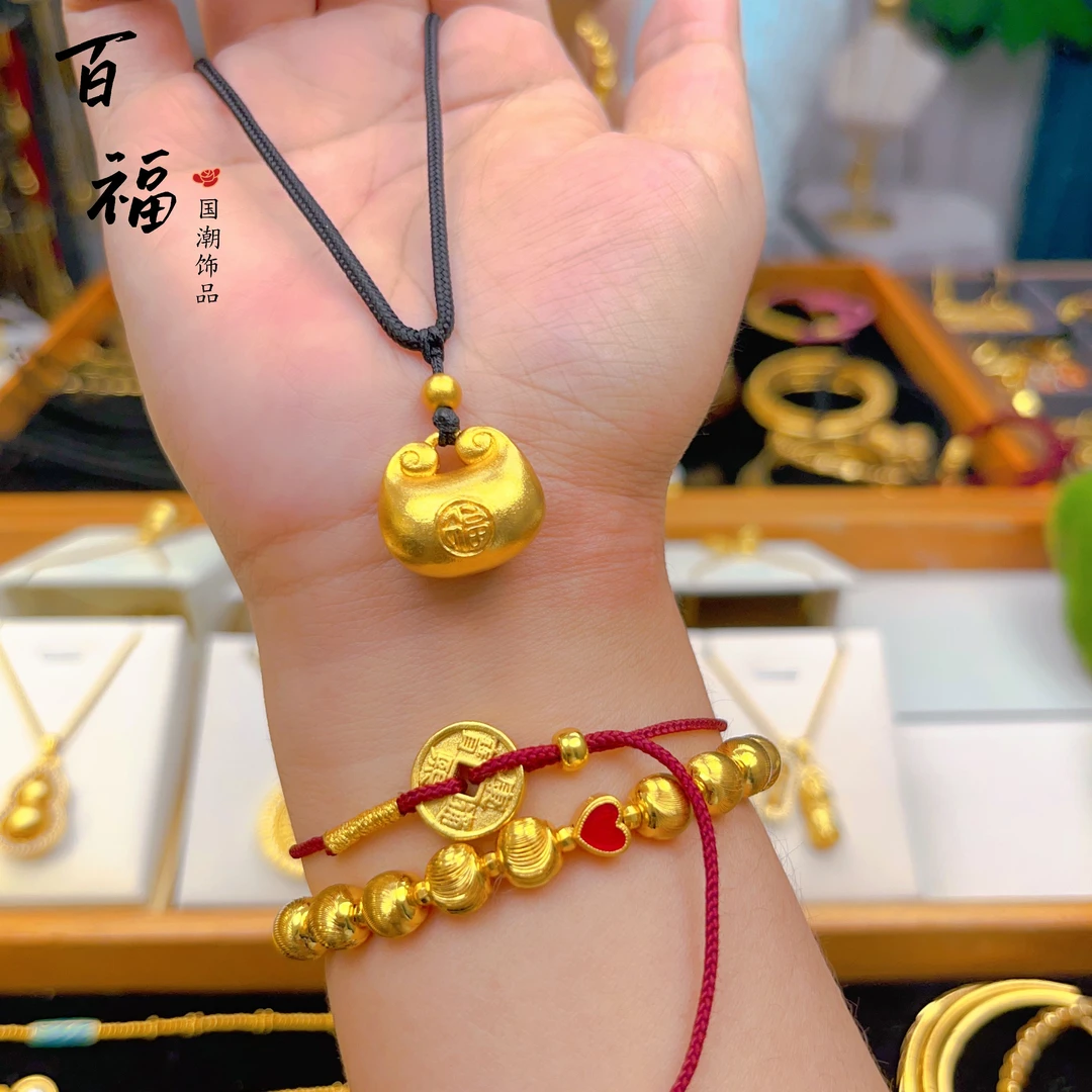 铜合金吊坠 【精工版】福坨坨吊坠胖福项链福包毛衣链实心项坠潮饰