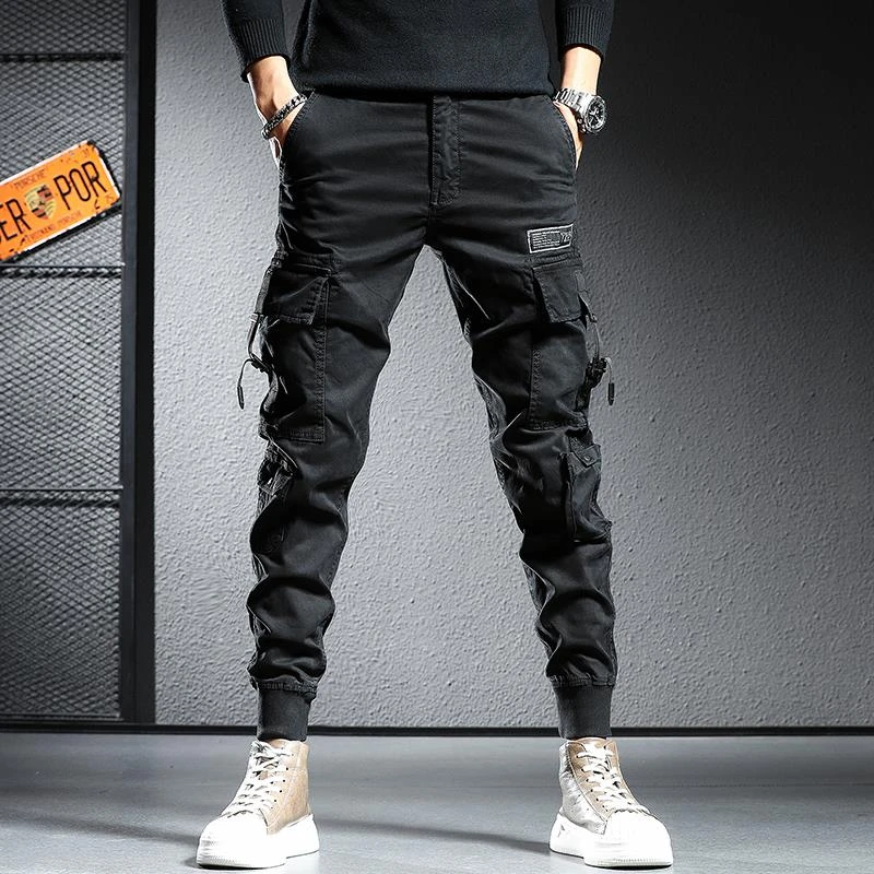 美式工装裤男潮牌束脚休闲裤春季新款痞帅机能男士长裤子修身春秋