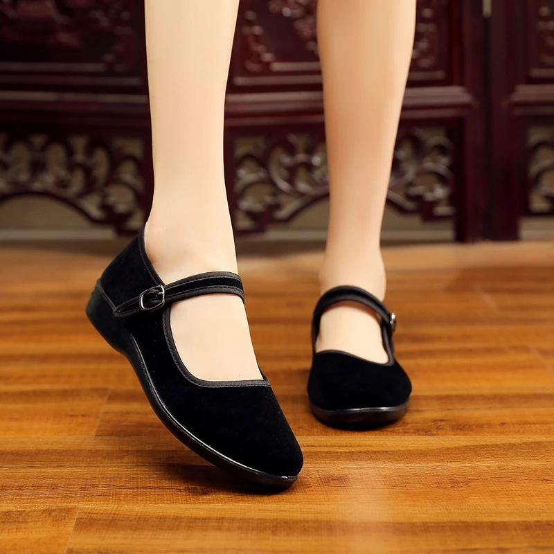 京叶红老北京一带女布鞋春季软底防滑工作鞋舞蹈鞋平底大码女款鞋