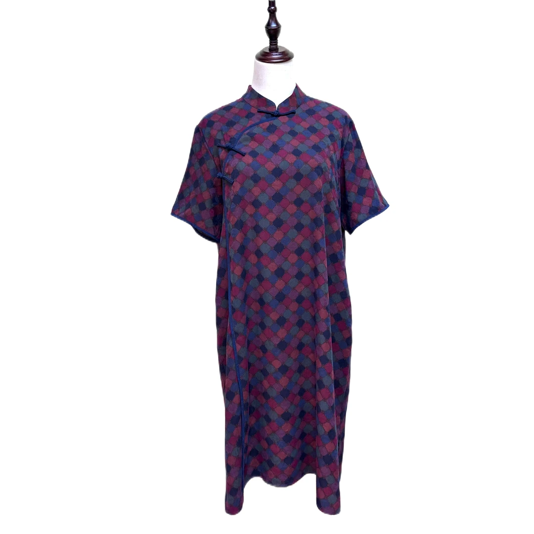 【金禧禧服饰】 彩格旗袍 L23063