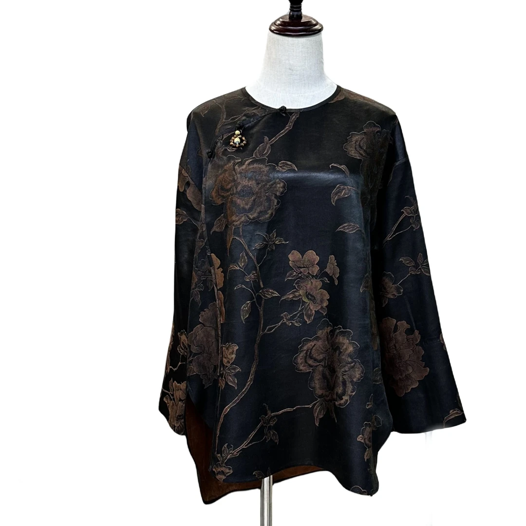 【金禧禧服饰】中华牡丹香云纱国风上衣LV23066