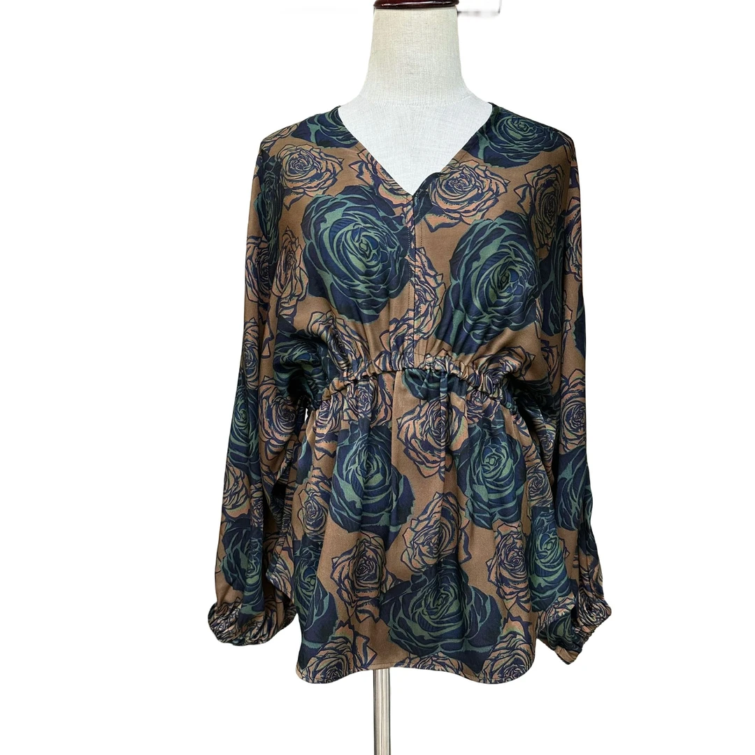 【金禧禧服饰】蓝海玫瑰香云纱上衣J24010