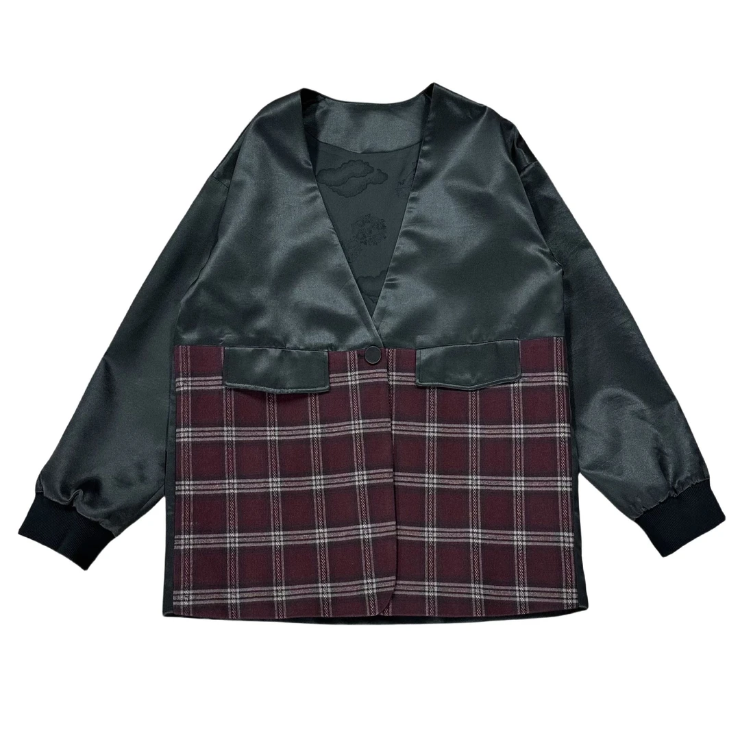 【金禧禧服饰】香云纱拼接格子外套J24449