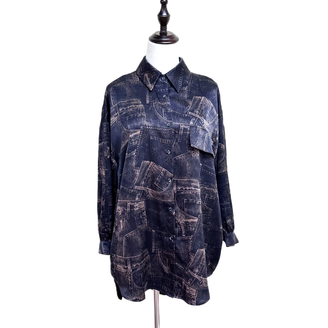 【金禧禧服饰】香云纱牛仔衬衫 J23125