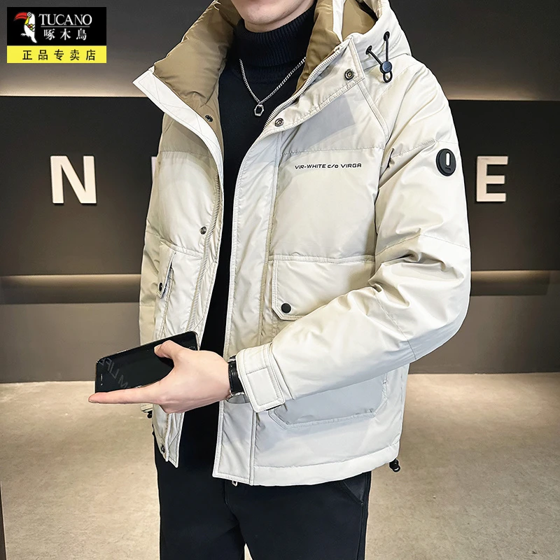 TUCANO/啄木鳥高品质冬季男士撞色羽绒服时尚工装大口袋保暖上衣