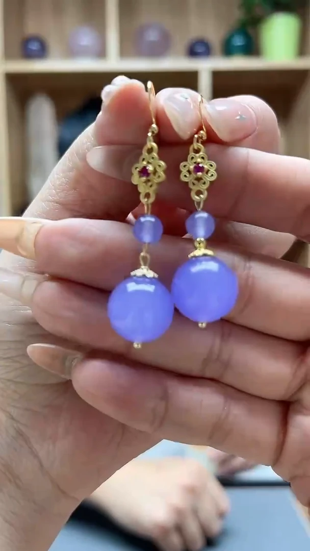 【闪购商品】紫晶耳饰14K金镶嵌耳饰