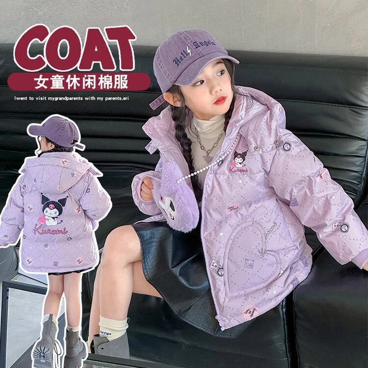 儿童女童棉衣加绒加厚棉服2025冬季新款洋气库洛米小女孩外套