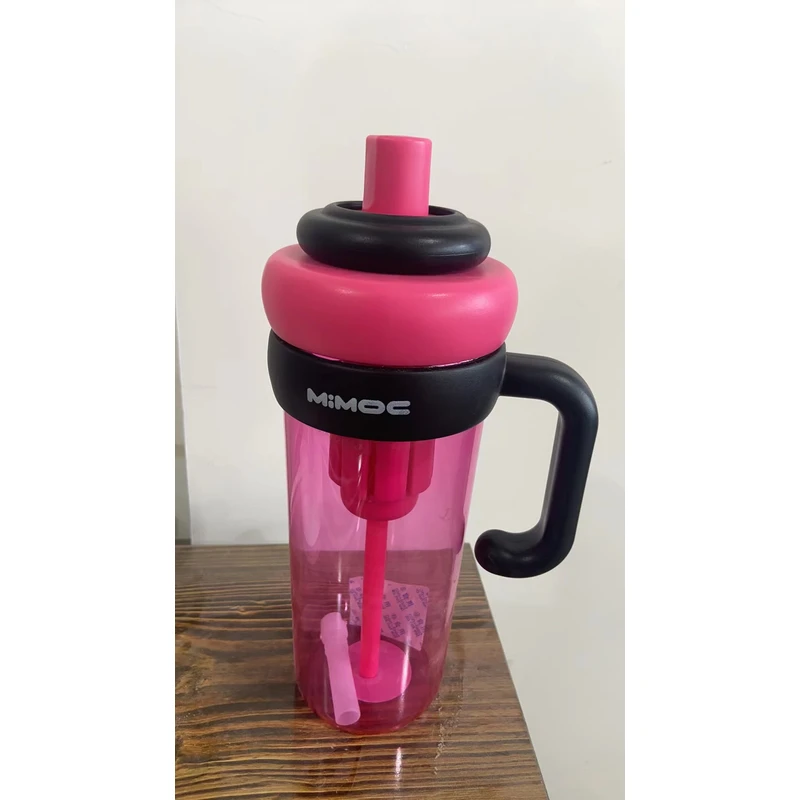 高颜值带把手巨无霸大容量夏季水杯塑料吸管杯茶仓Bobo冰霸杯子