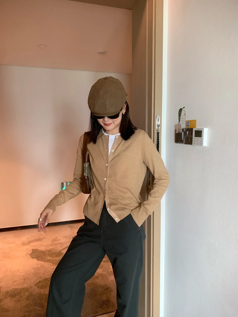 元 自留 秘鲁棉 气质针织长袖开衫