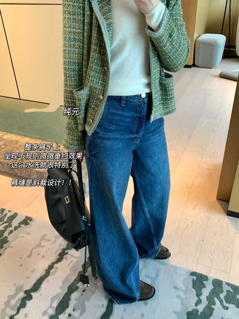 元！（卡码拍小）AN 牛仔裤 高腰阔腿时尚百搭牛仔裤