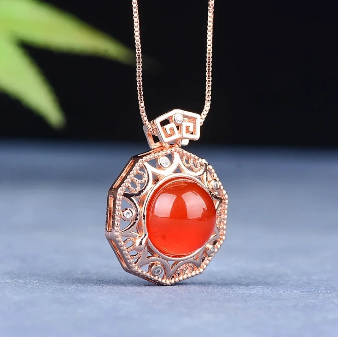 【侯总甄选】天然牛血红玛瑙护心镜吊坠7(多样性发)