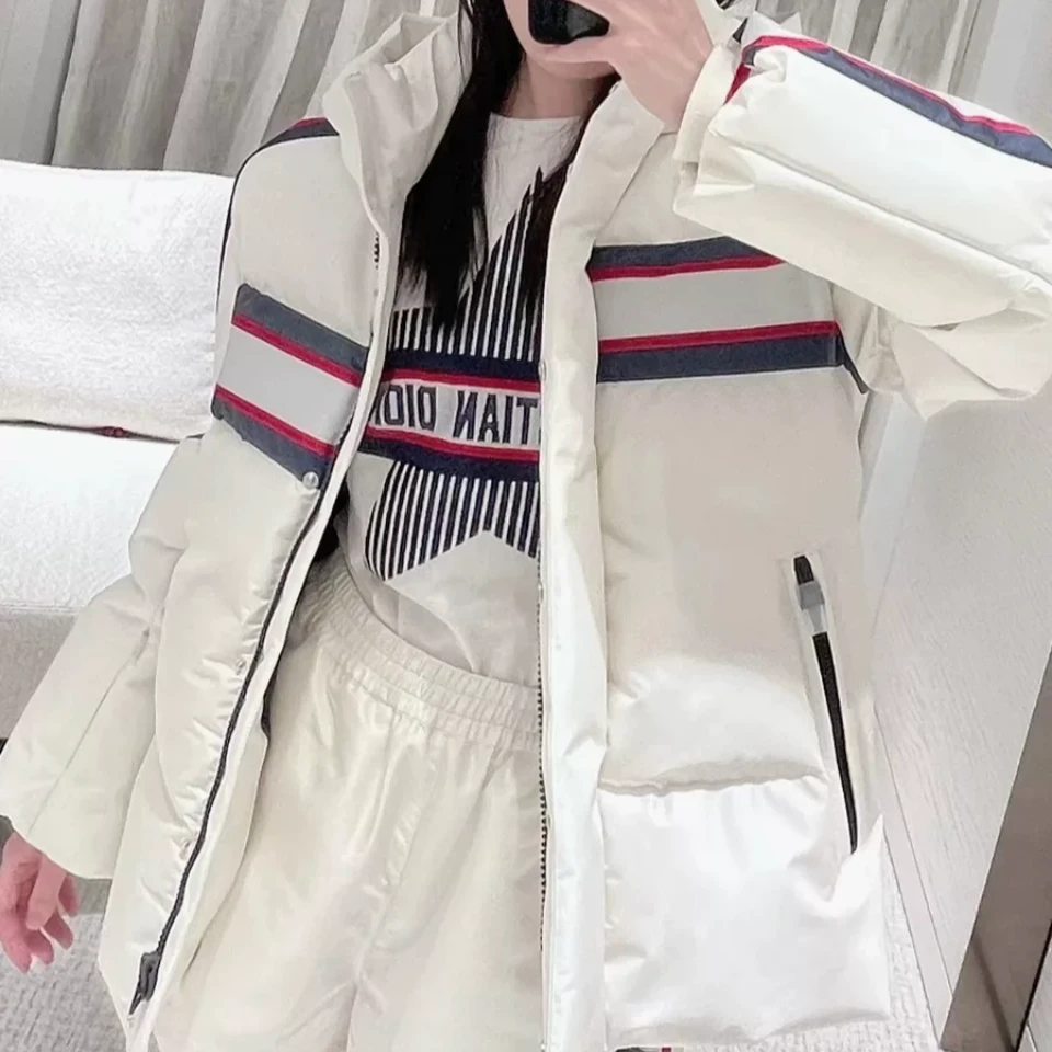 99新 DIOR/迪奥 S码 白色阿尔卑斯印花连帽棉服