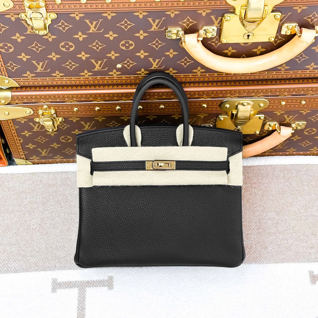 99新 Hermes/爱马仕 Birkin25 黑金 togo皮 D刻