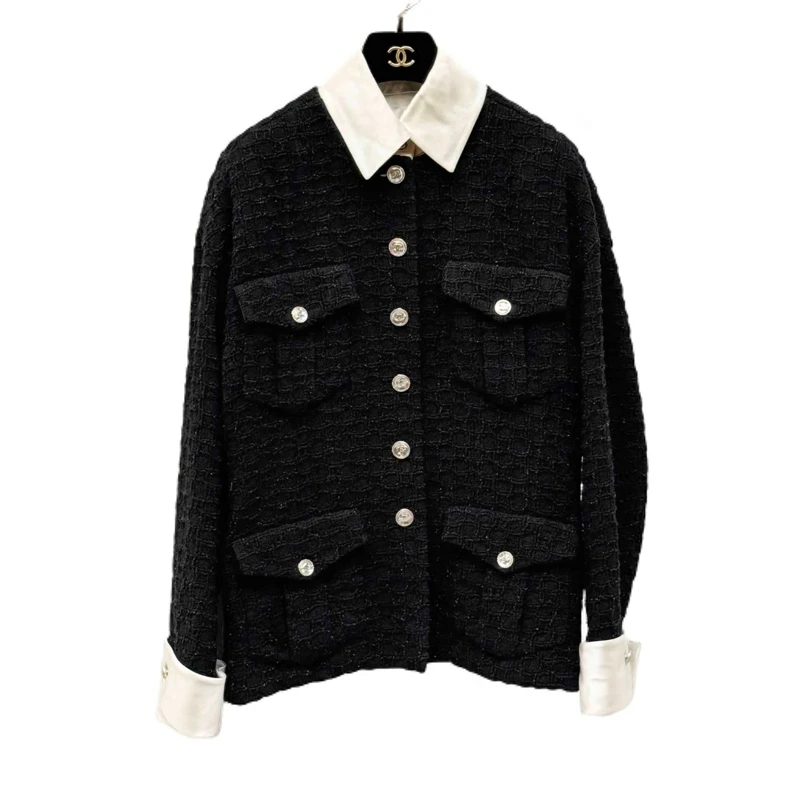 99新 Chanel/香奈儿 38码21S春夏爆款黑色四口袋外套