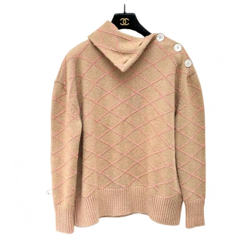 99新 Hermes/爱马仕 34码 棕色 菱格纹 长袖 针织 毛衣