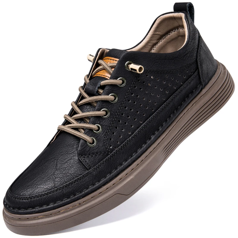 2024新款真皮牛皮男鞋软底潮流百搭休闲皮鞋时尚透气防滑鞋子男